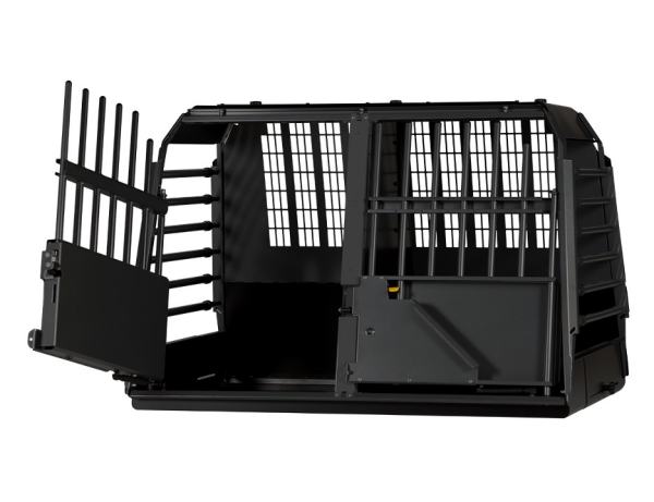 Eine stabile Hundetransportbox aus Metall